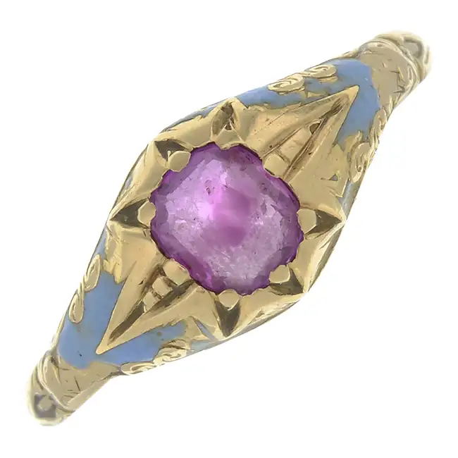Late 19th century sapphire enamel ring