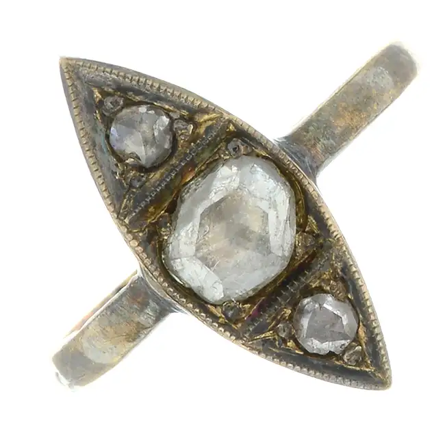 Diamond three-stone dress ring