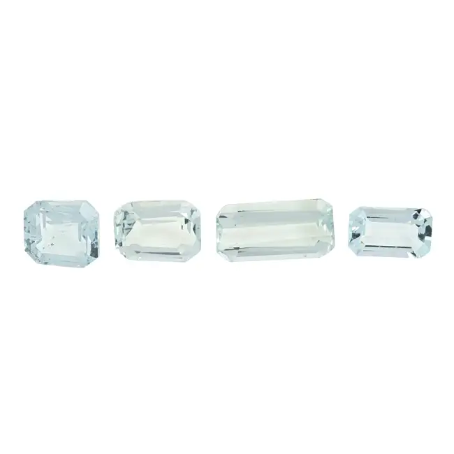 Four rectangular-shape aquamarines, 8.76ct