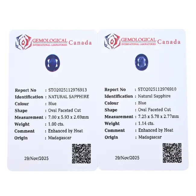 Two oval-shape sapphires, 2.14ct