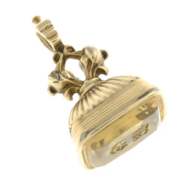 Late 19th century citrine intaglio 'GB' seal fob