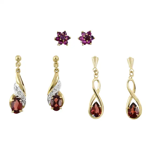 Three pairs of gem-set earrings