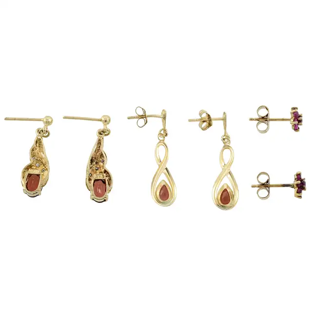 Three pairs of gem-set earrings