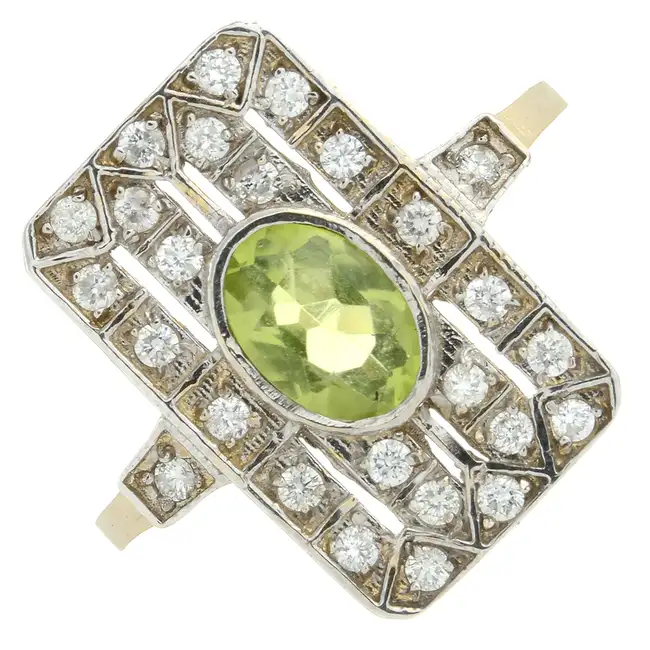 9ct gold peridot & diamond dress ring