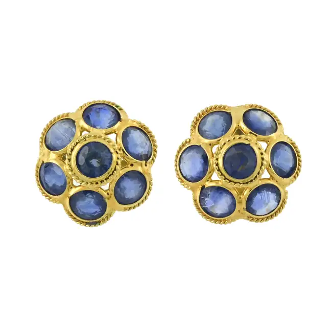 Sapphire floral cluster earrings