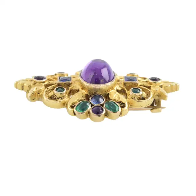 Early 20th century gold and gem-set brooch