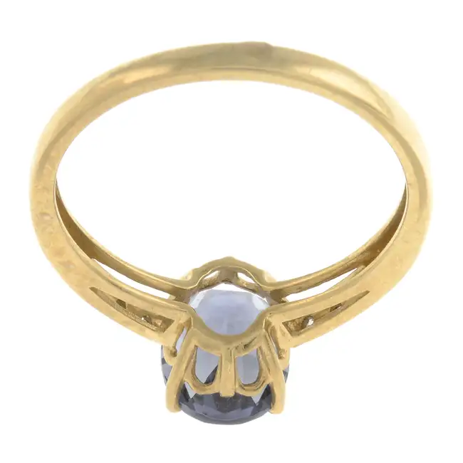 9ct gold iolite & diamond ring
