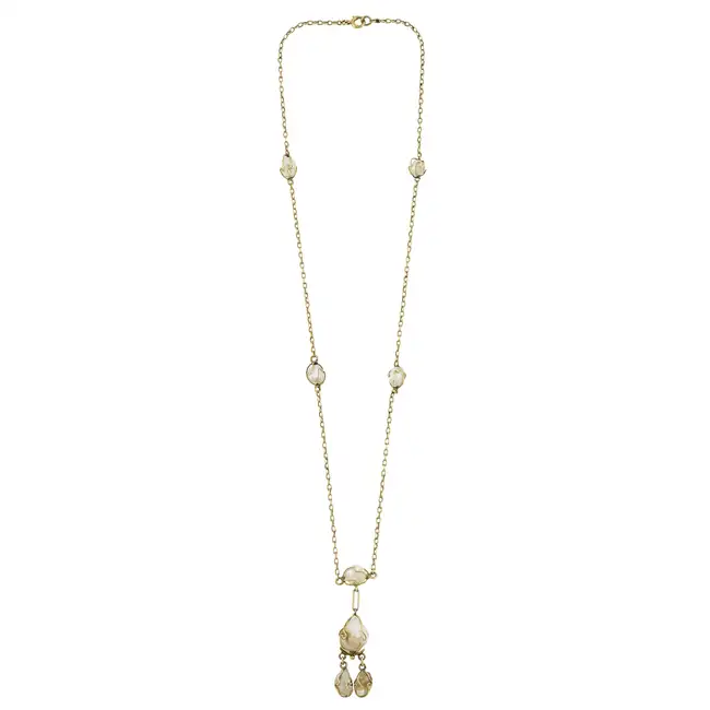 Art Nouveau 9ct gold baroque pearl necklace