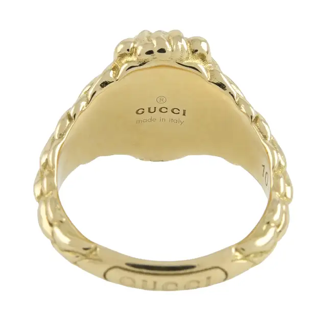 18ct gold diamond and amethyst lion head ring, by Gucci