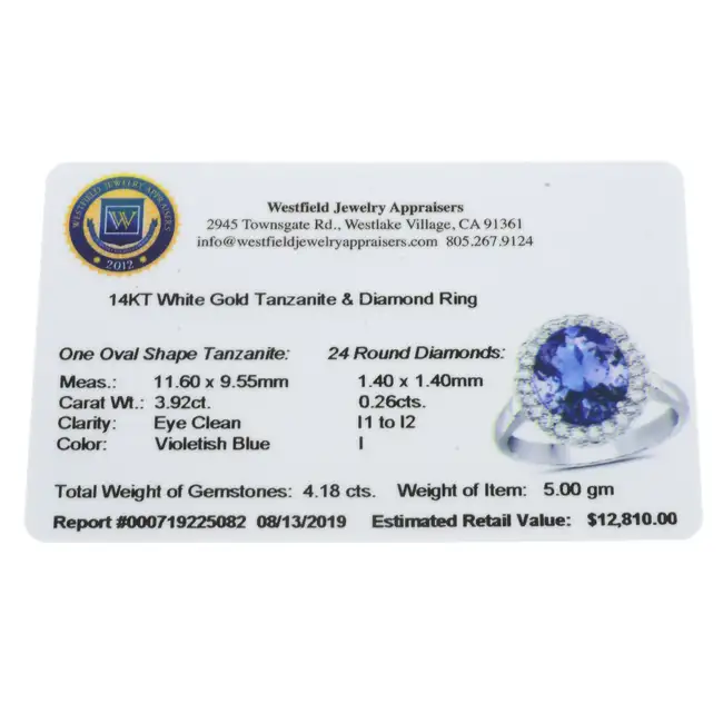 Tanzanite & diamond cluster ring