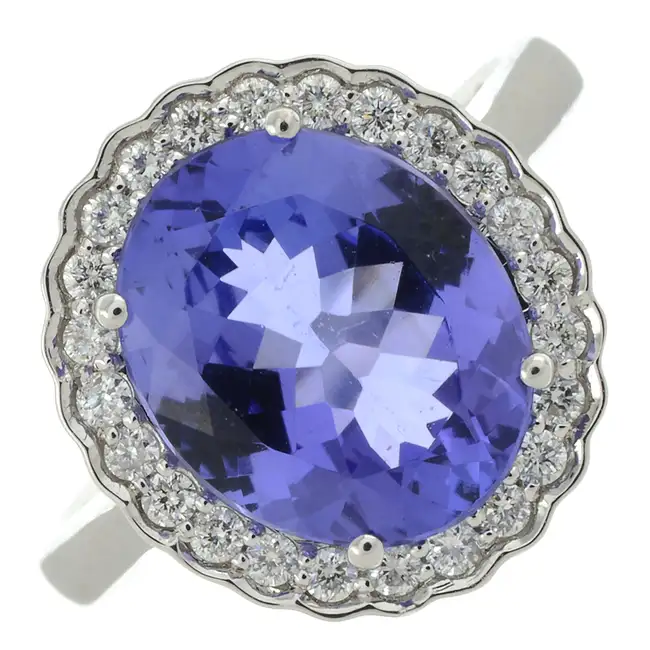 Tanzanite & diamond cluster ring