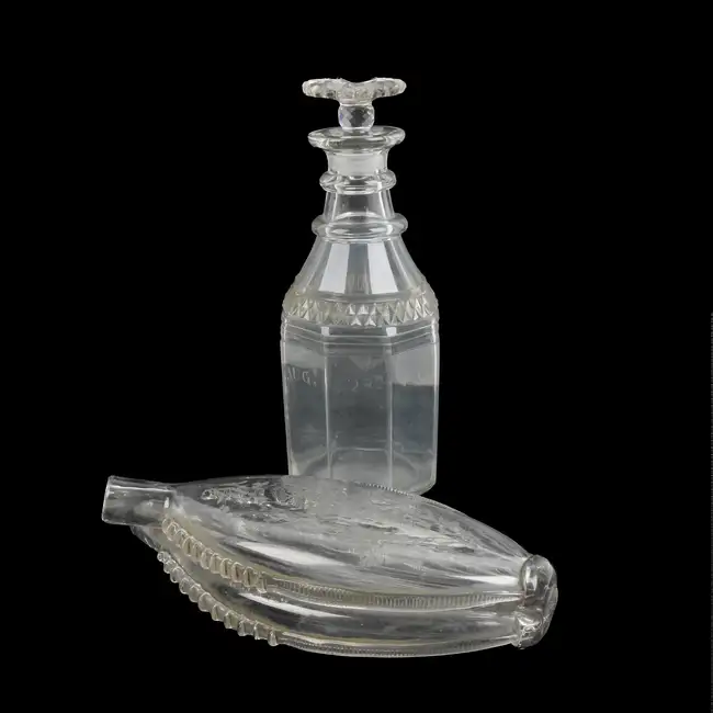 Georgian glass flask and decanter