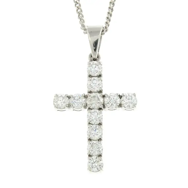 18ct gold diamond cross pendant, with chain