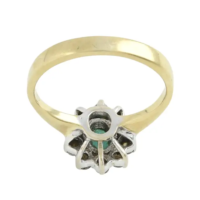 Emerald & diamond cluster ring