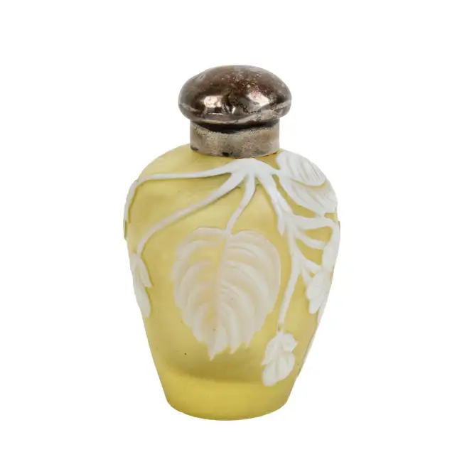 Victorian yellow cameo scent bottle 