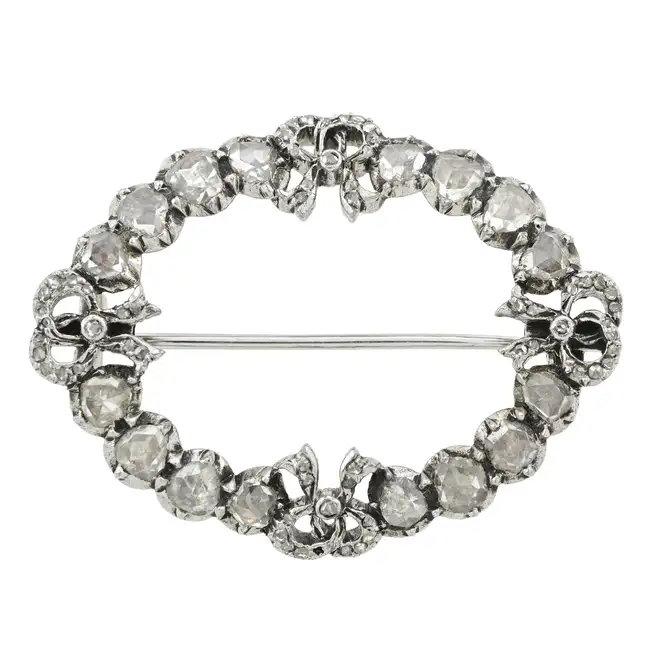 19th century silver rose-cut diamond brooch