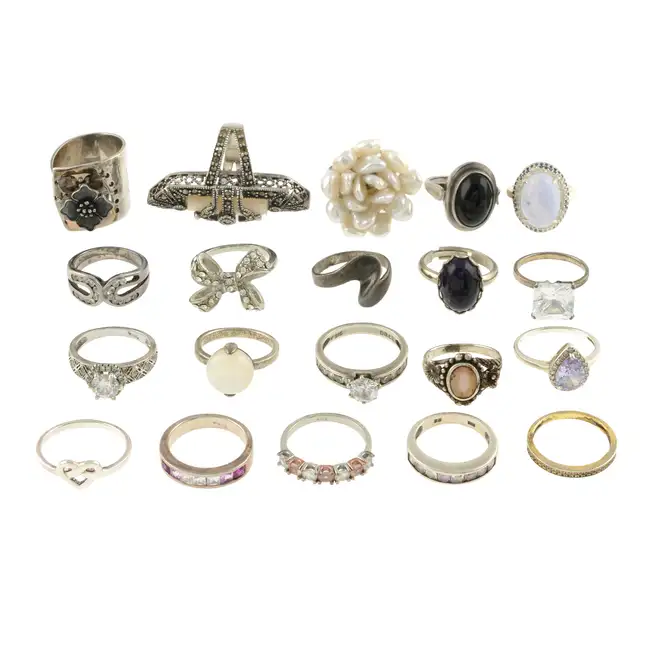 Twenty gem-set rings