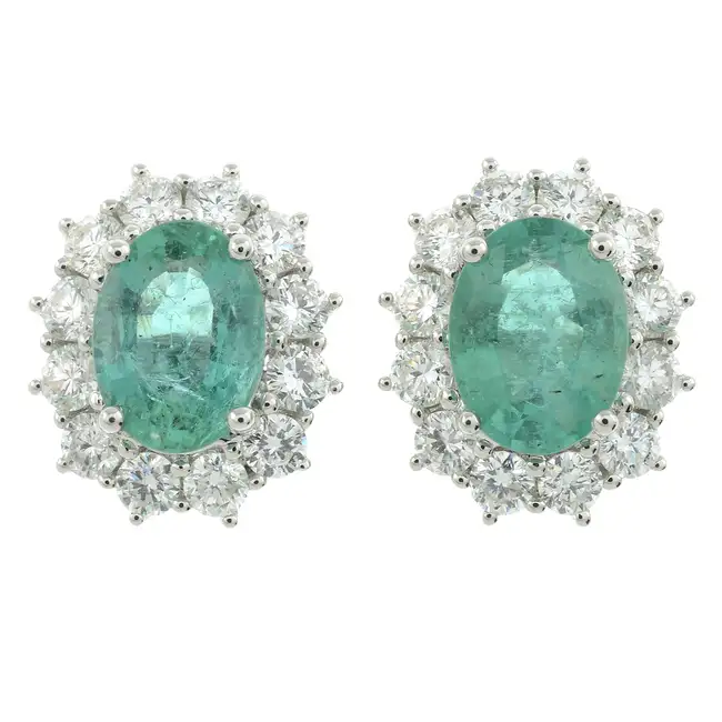 18ct gold emerald & diamond stud earrings