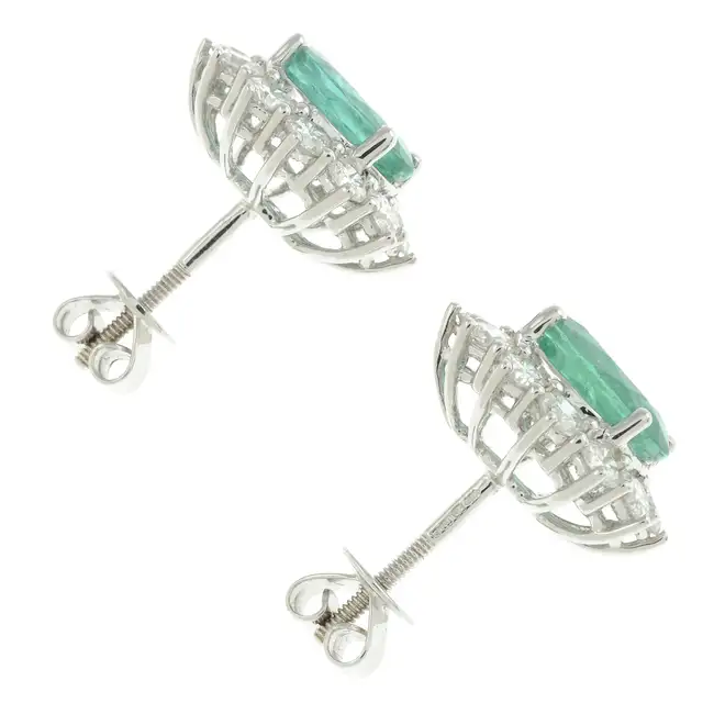 18ct gold emerald & diamond stud earrings