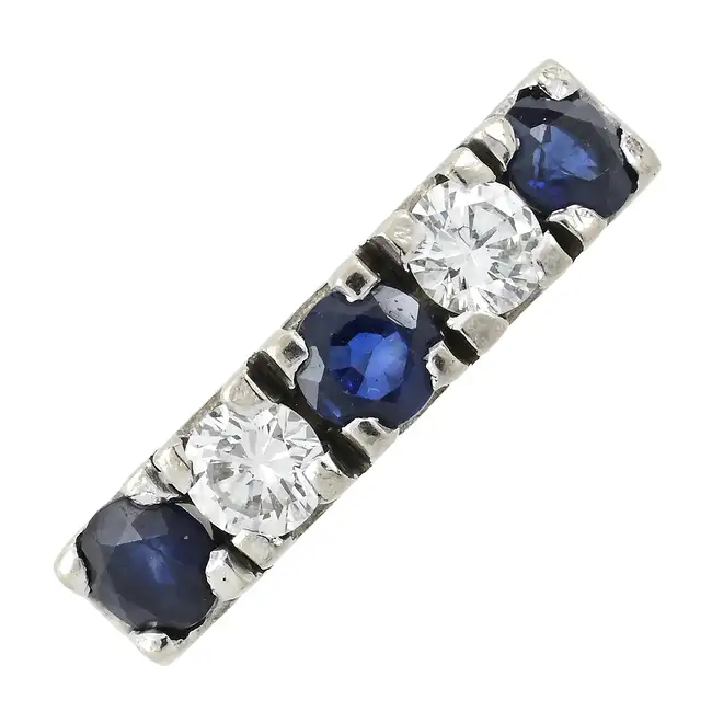 Sapphire & diamond five-stone ring