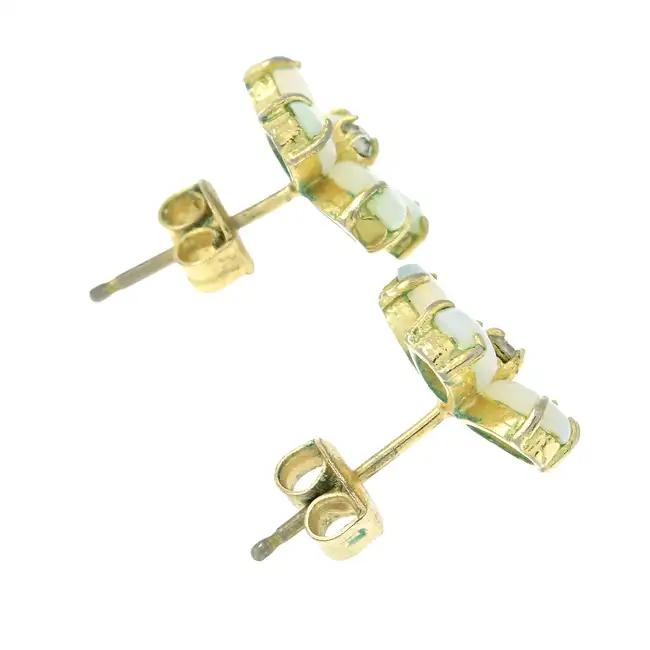Opal & paste floral cluster earrings