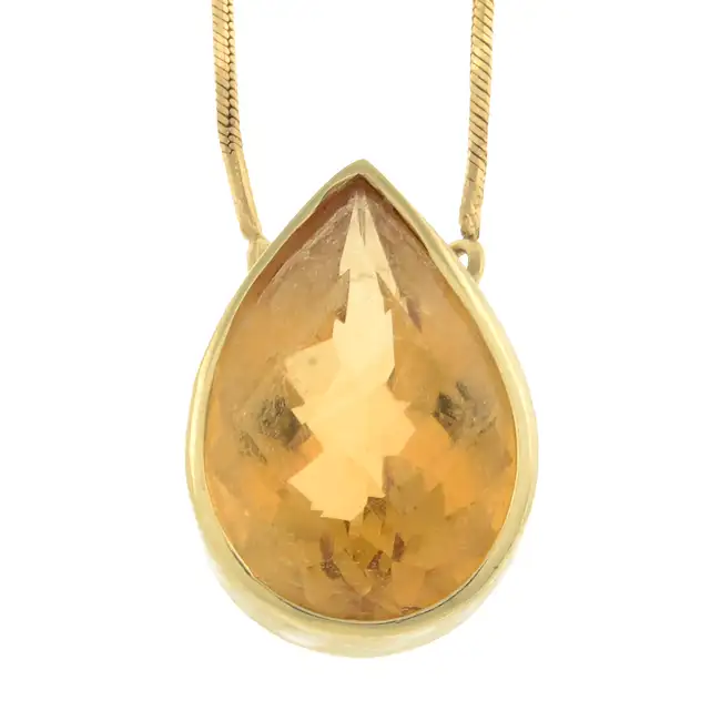 Citrine pendant, with chain