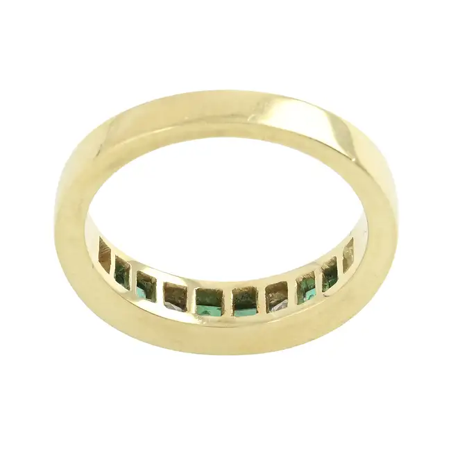 18ct gold emerald & diamond half eternity ring
