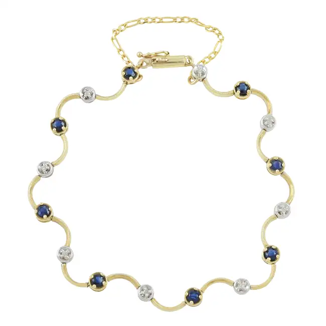 9ct gold sapphire & diamond bracelet
