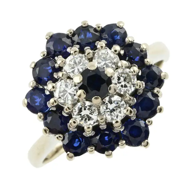Sapphire & diamond cluster ring