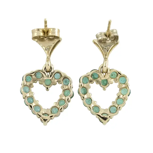 9ct gold emerald heart earrings