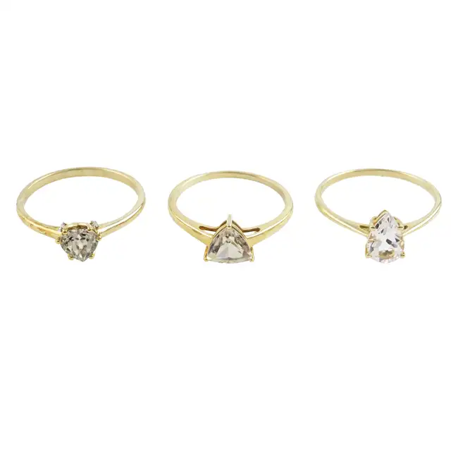 Three 9ct gold gem-set rings
