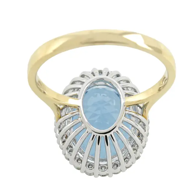 18ct gold aquamarine and diamond cluster ring