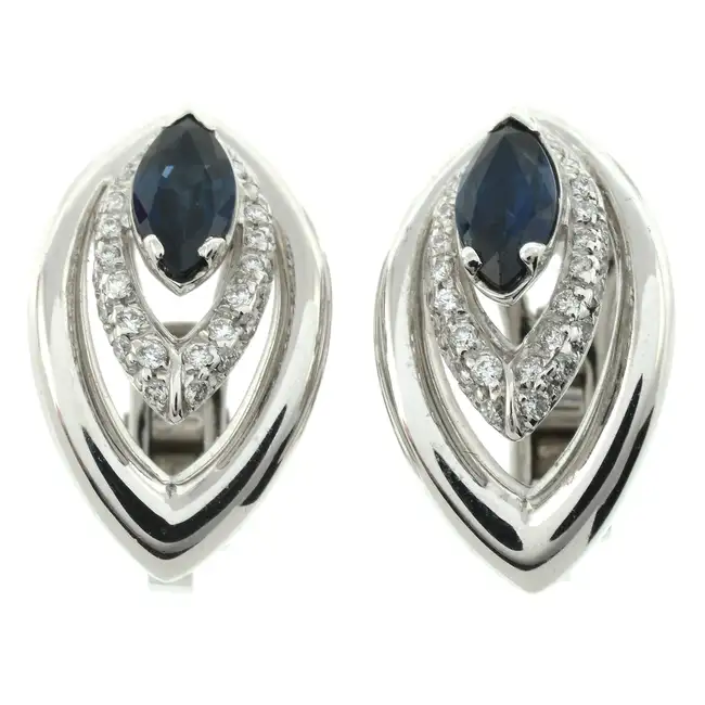 18ct gold sapphire & diamond cluster earrings