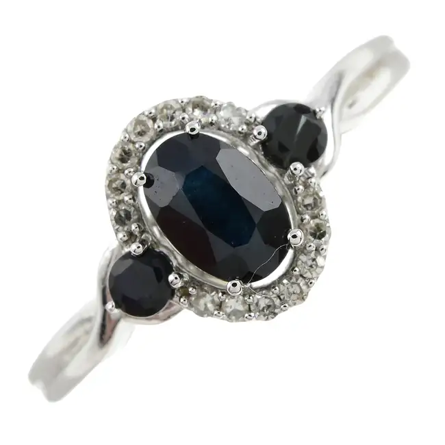 9ct gold sapphire & diamond dress ring