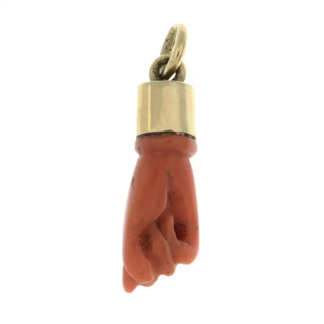 Late 19th century coral figa charm