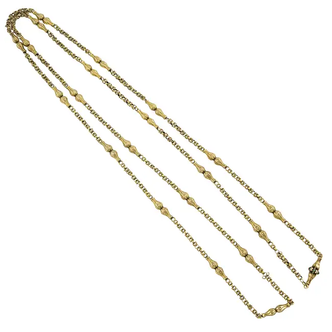 Victorian gold fancy-link necklace