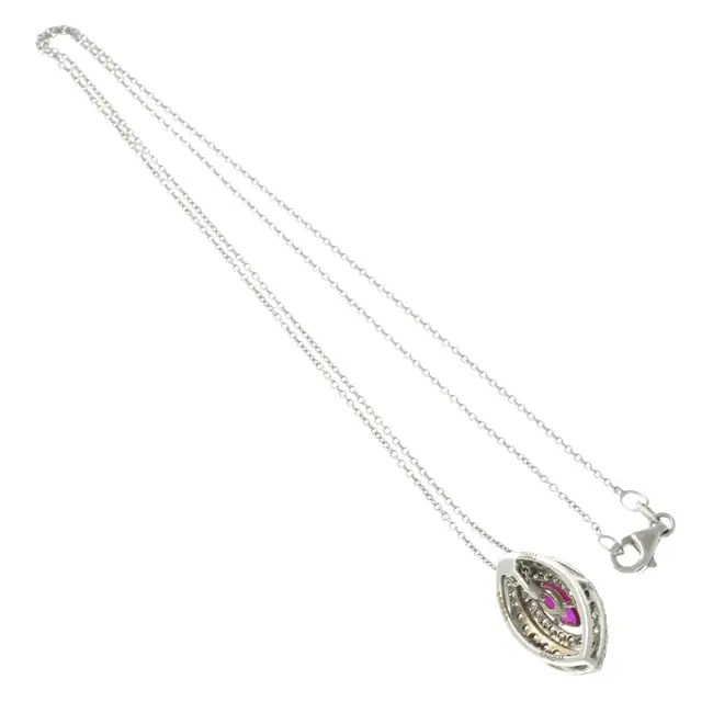 18ct gold ruby & diamond pendant, with chain