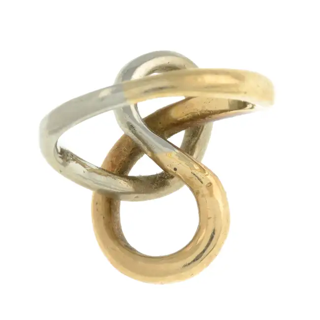 Bicolour stylised knot ring