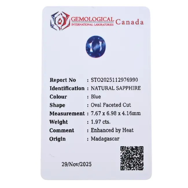 Oval-shape sapphire, 1.97ct