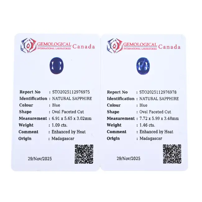 Two oval-shape sapphires, 2.55ct