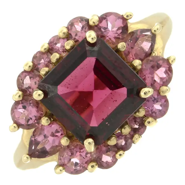 9ct gold garnet & tourmaline dress ring