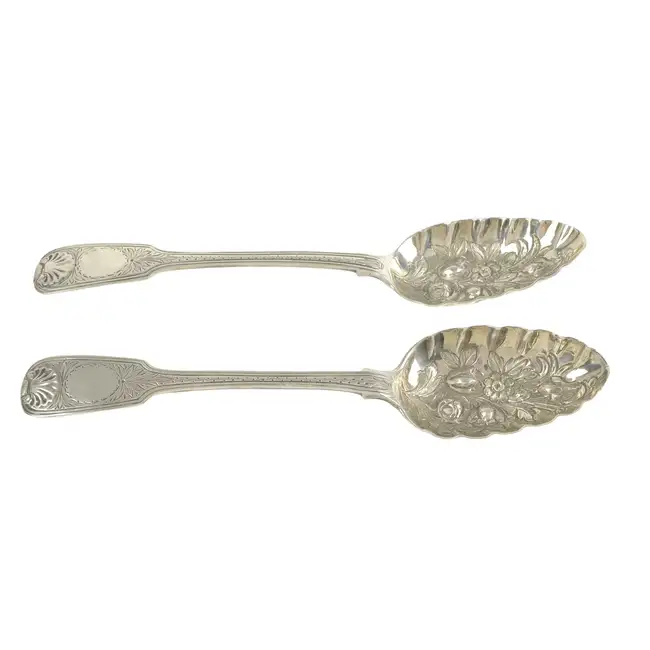 Pair of Indian Colonial silver 'berry' spoons 