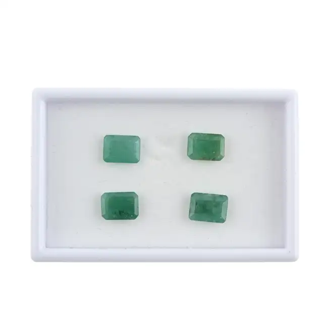 Four rectangular-shape emeralds, 5.69ct