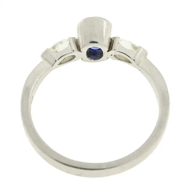Platinum sapphire & diamond three-stone ring