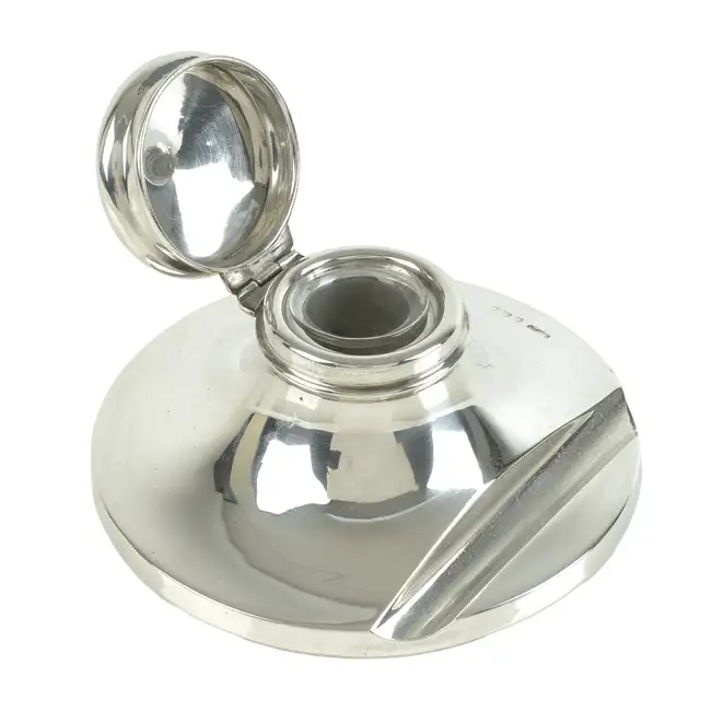 Edwardian silver mounted inkwell 