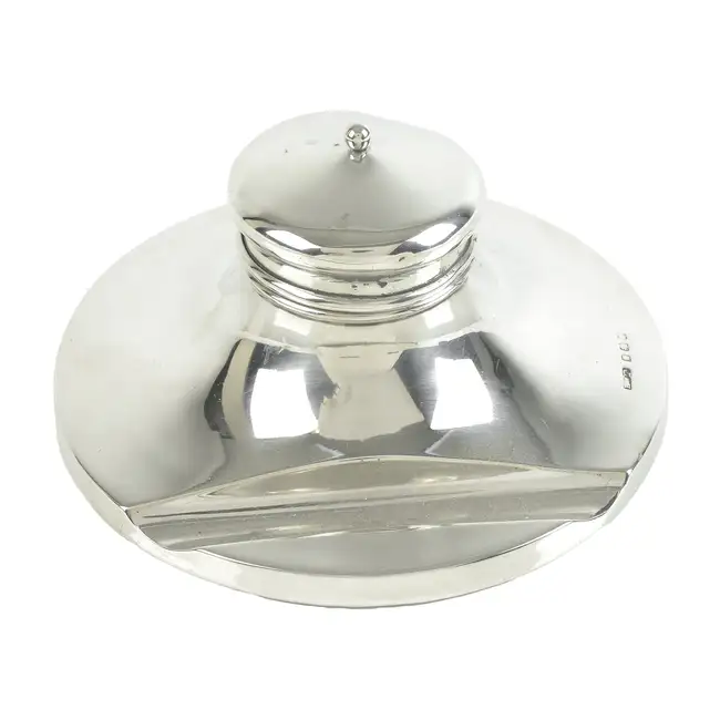 Edwardian silver mounted inkwell 