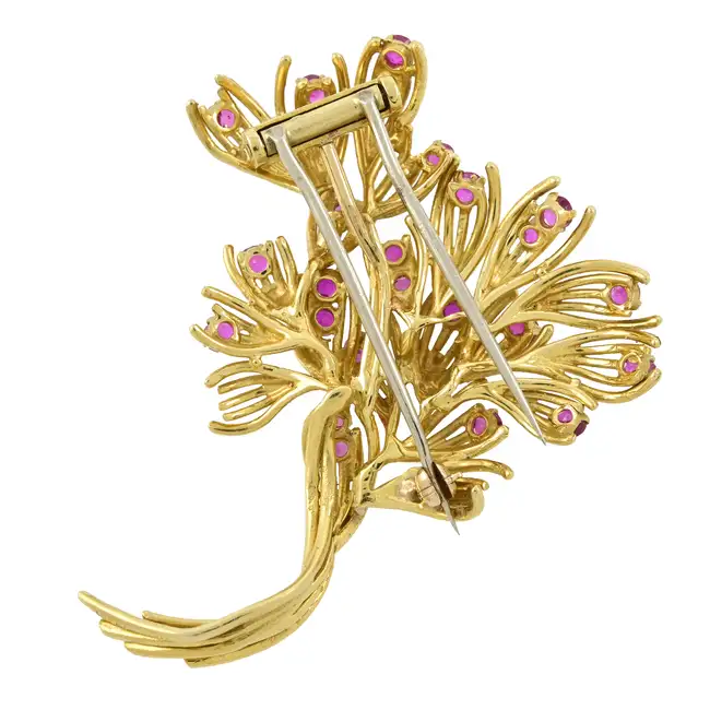 Mid 20th century 18ct gold ruby brooch, by Tiffany & Co.