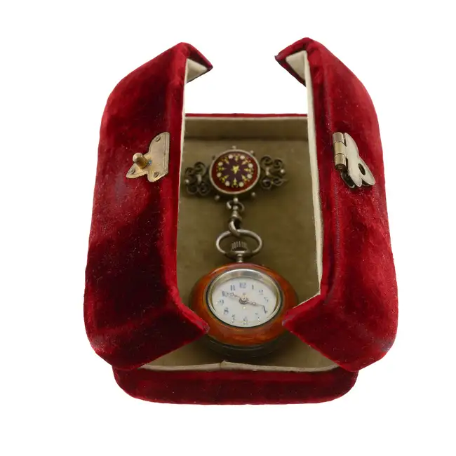 Early 20th c. enamel fob watch brooch