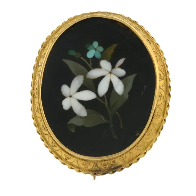Late 19th pietra dura floral brooch