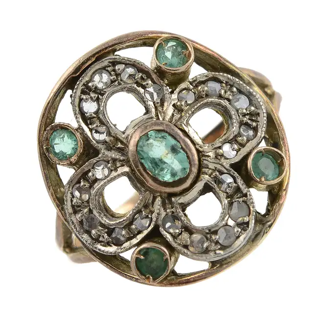 Emerald & diamond dress ring